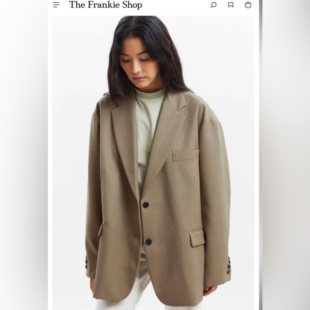 Frankie Shop Boyfriend Oversized Blazer in Desert Taupe